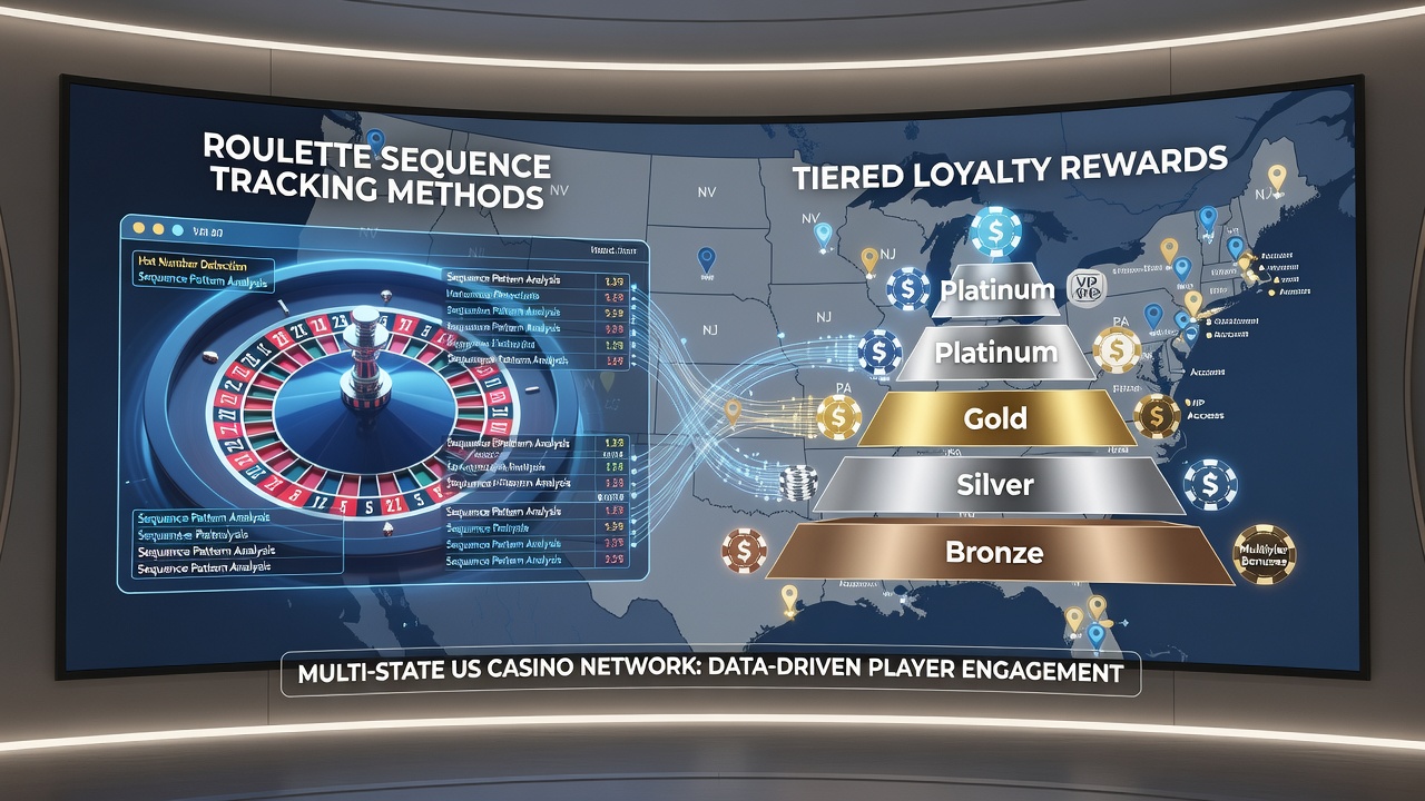 Loyalty reward dashboard displaying tier progression alongside roulette tracking metrics in US gaming networks